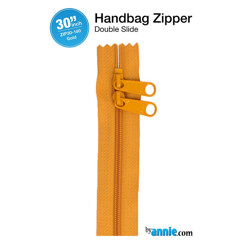 ZIP30-180, 30" Handbag Zippers - Double-slide (Gold) ByAnnie