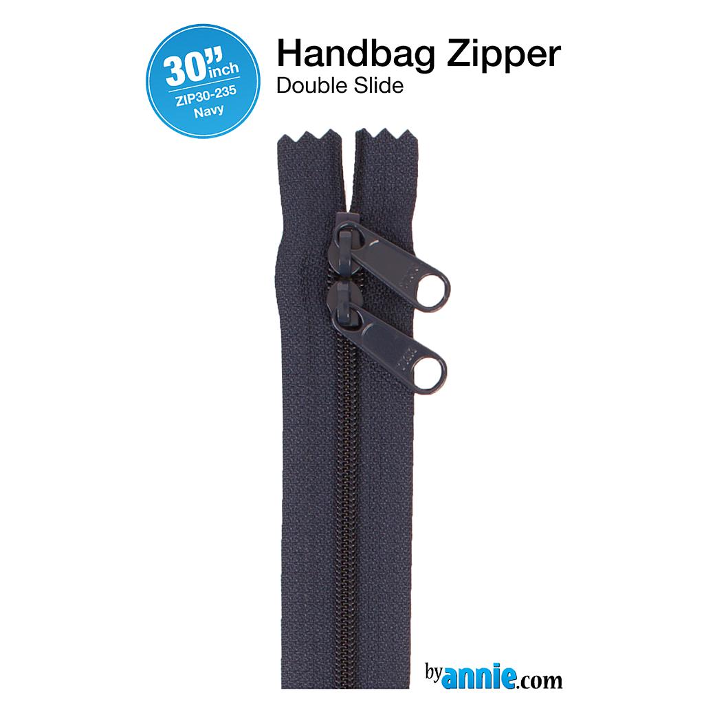 ZIP30-235, 30" Handbag Zippers - Double-slide (Navy) ByAnnie