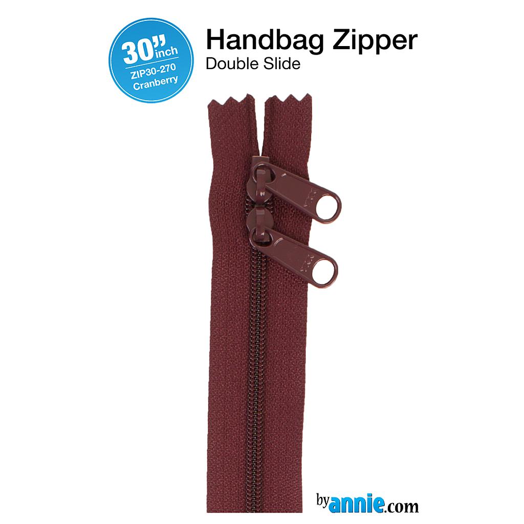 ZIP30-270, 30" Handbag Zippers - Double-slide (Cranberry) ByAnnie